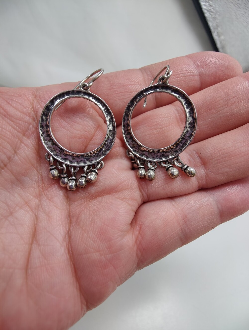 Silpada W1526 Cha Cha Earrings Sterling Silver 925 Retired Hammered Dangle Boho - Picture 6 of 9